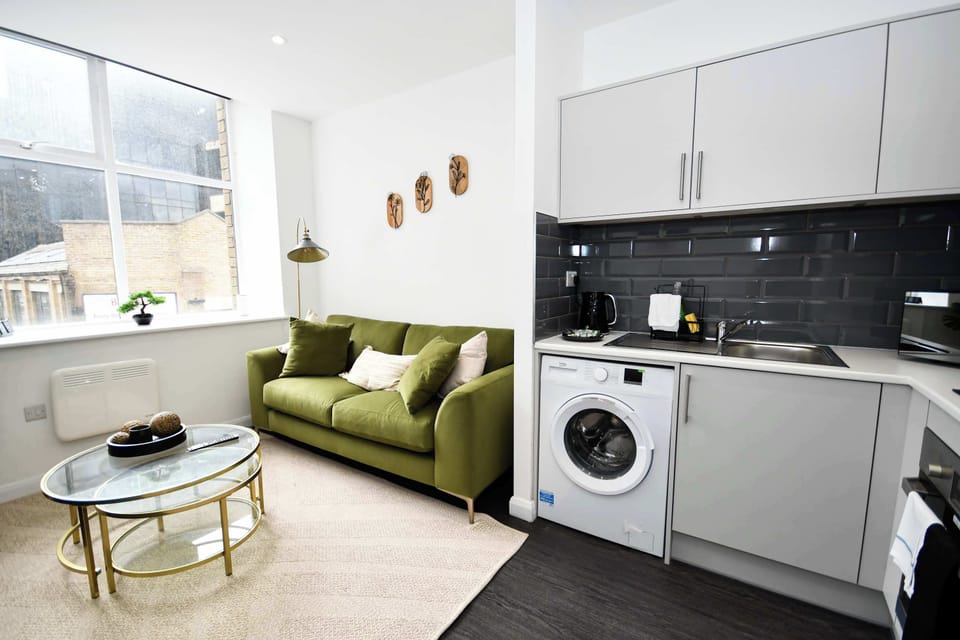 Living Space and Kitchenette + Washer