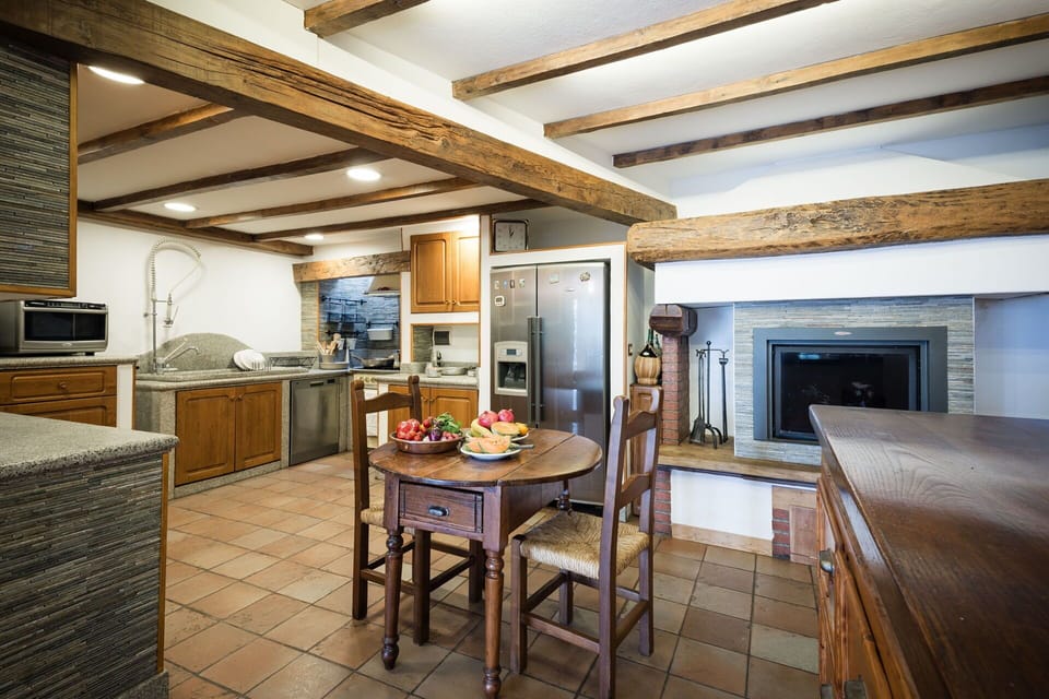 Furniture, Kitchen, Interior Design, Countertop, Flooring, Wood, Ceiling, Cabinetry, Floor, Room