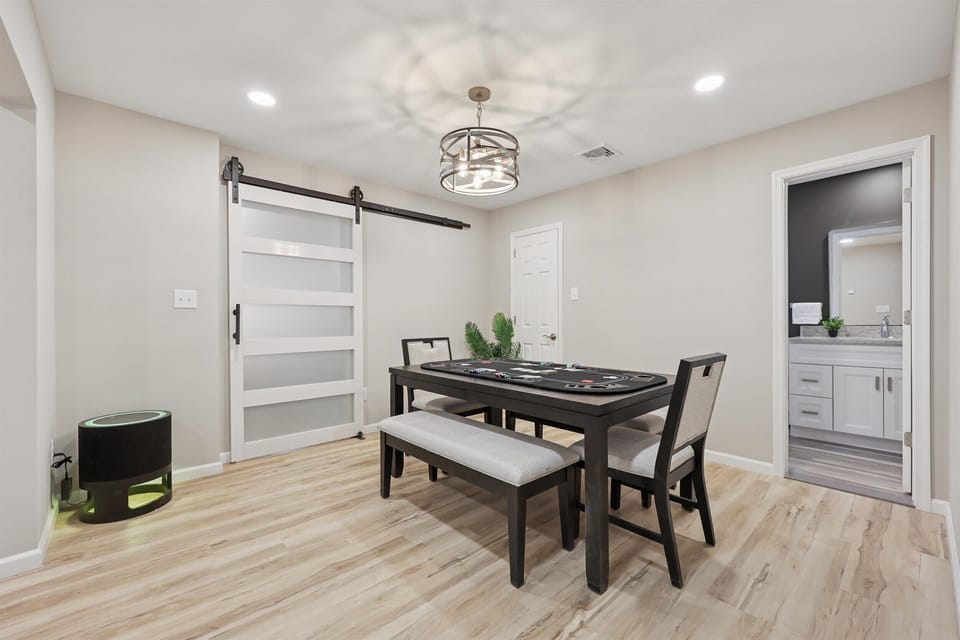 Light-filled dining space perfect for morning coffee or evening meals
