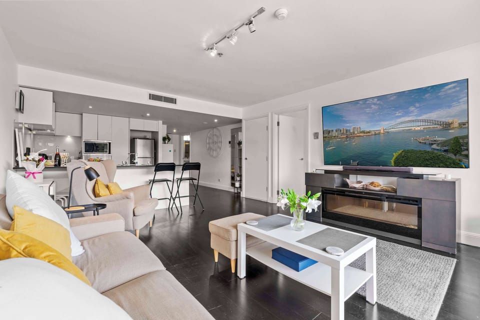 Kitchen and living space with open layout