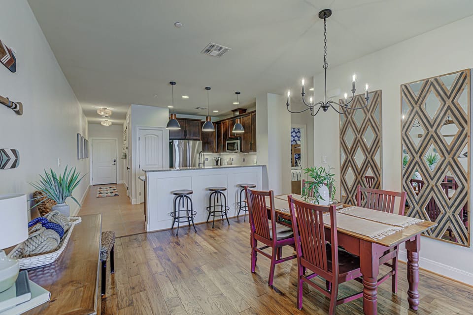 Open living and kitchen area 