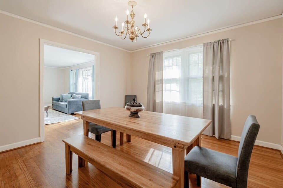 Farm table with two benches and two chairs