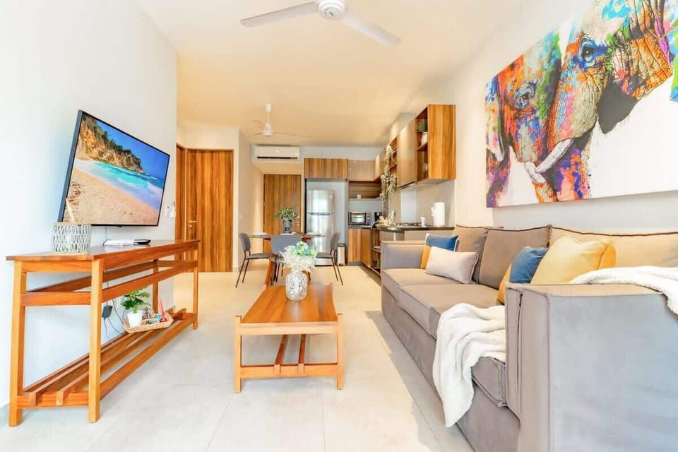 A wall-mounted Smart TV