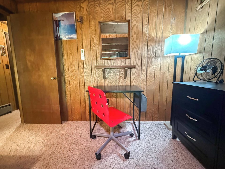 Stay connected in your cozy workspace, perfect for remote work in the Northwoods