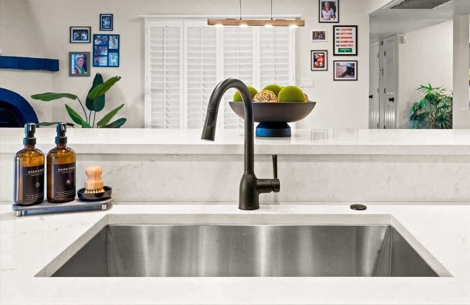 A spacious kitchen sink for easy cleanup and prepping meals in style.