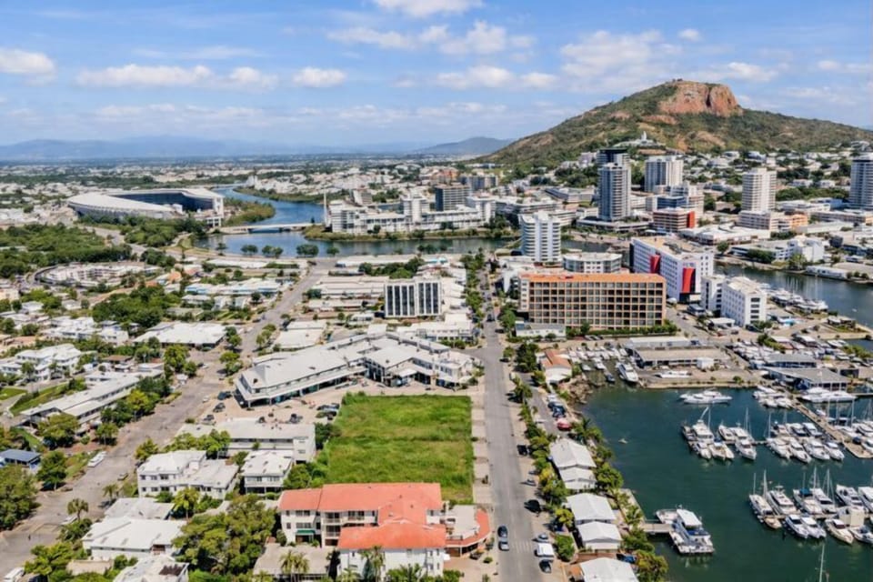 Scenic aerial view of South Townsville and Castle Hill