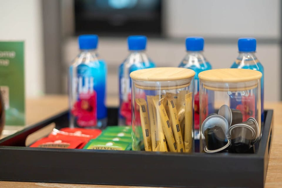 Complimentary water and coffee for a refreshing start to your day.