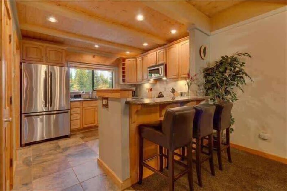 Kitchen is upgraded with stainless steel appliances