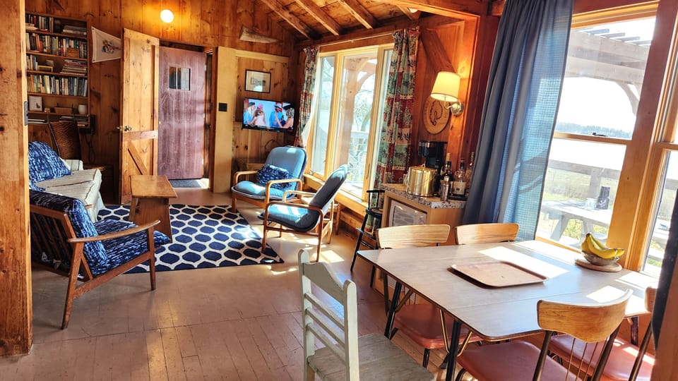 living room with dining area