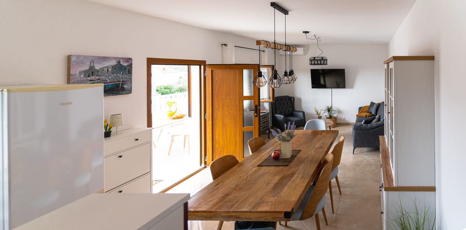 Spacious dining area with a dining table