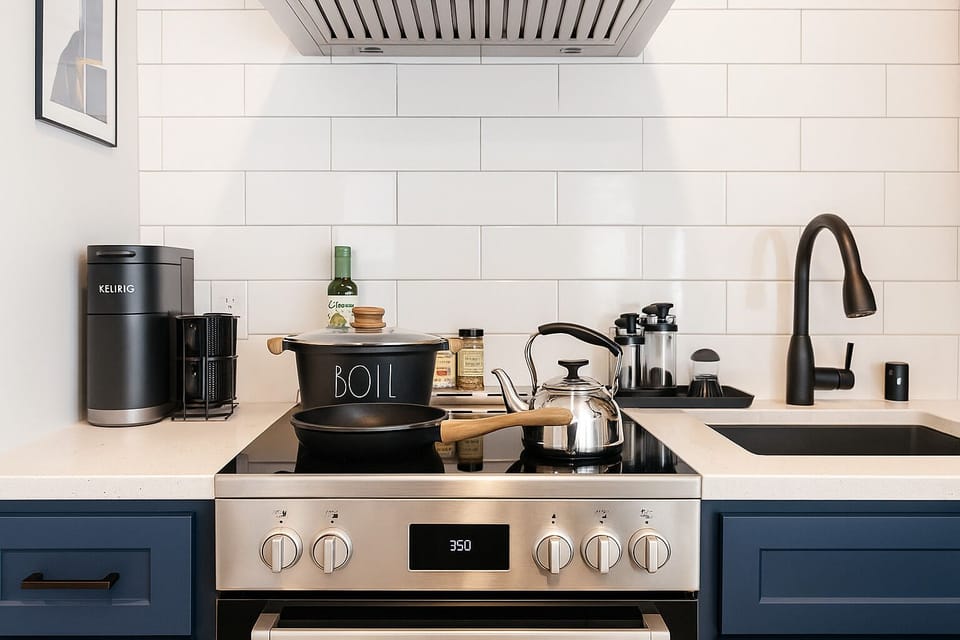 Modern kitchen with quality appliances and ample counter space.