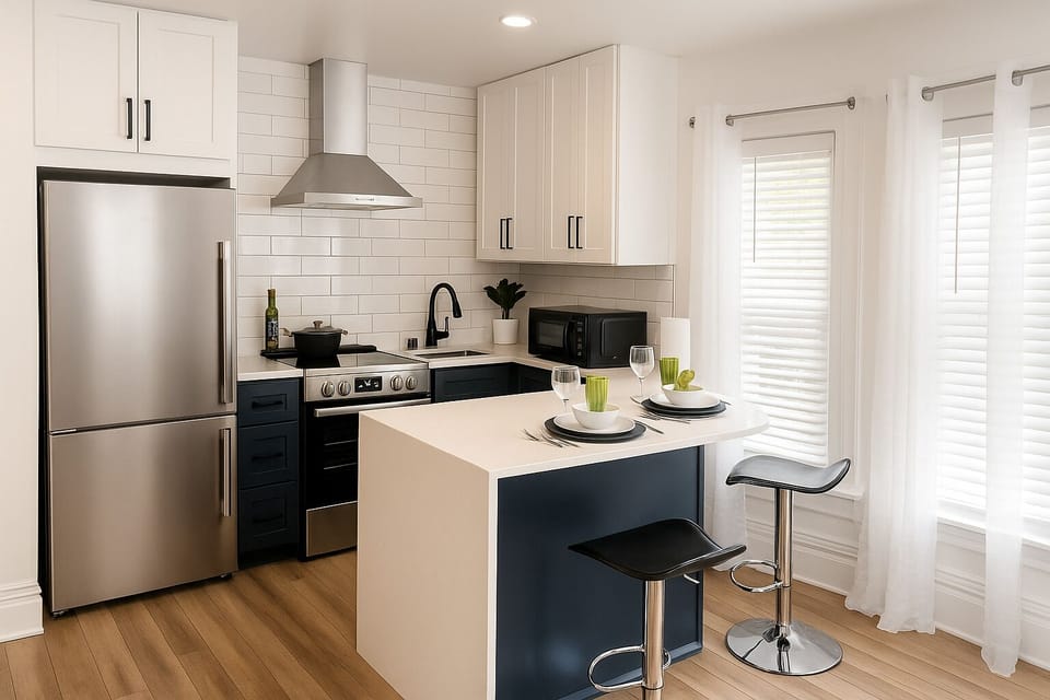 Modern kitchen with quality appliances and ample counter space.