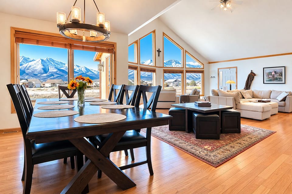 Spacious living room with large sectional plus two sleeper sofas