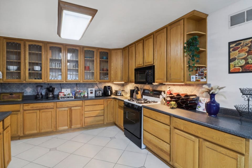 Everything you need to prepare meals, from appliances to condiments.