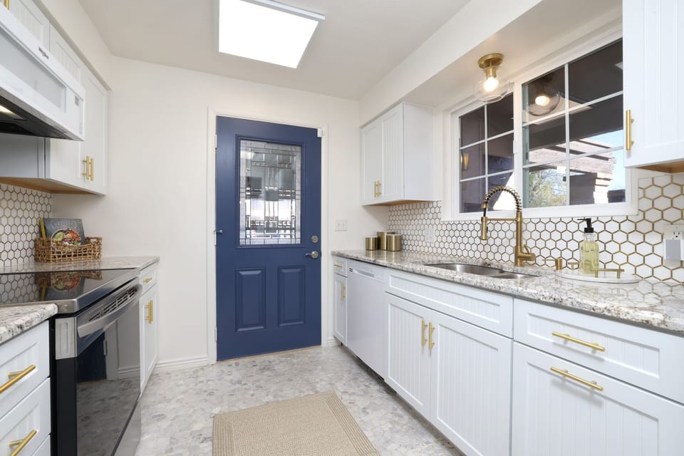 kitchen with access to carport