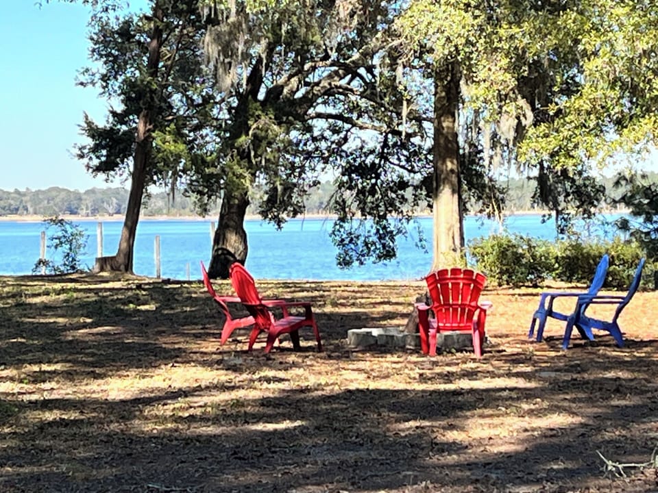 Your view across the open field to the lake.