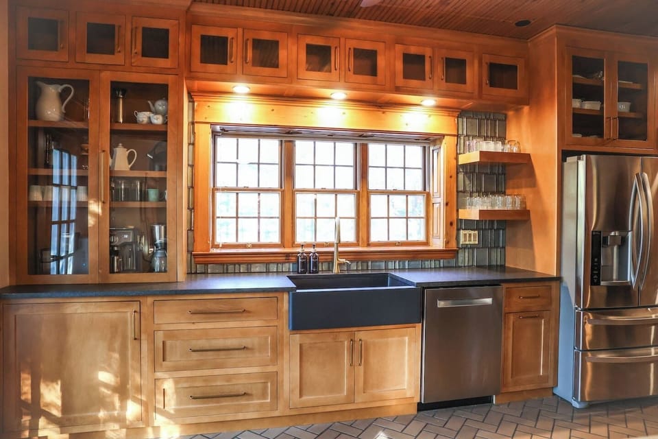 The kitchen is fully stocked with everything you need to cook, bake, and grill. 