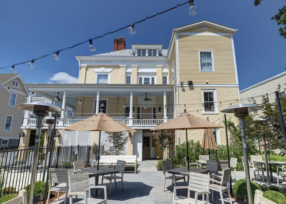 View from patio to Room 1 on right