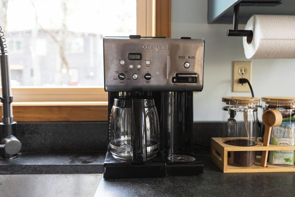 Wake up to fresh coffee before your mountain adventures.