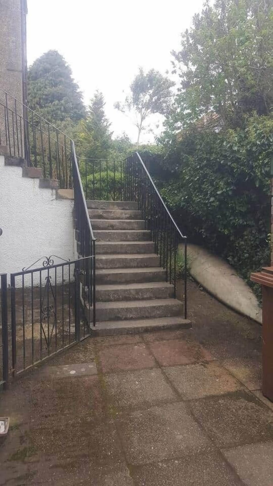 The apartment is on the first floor. Access through stairs on the outside.
