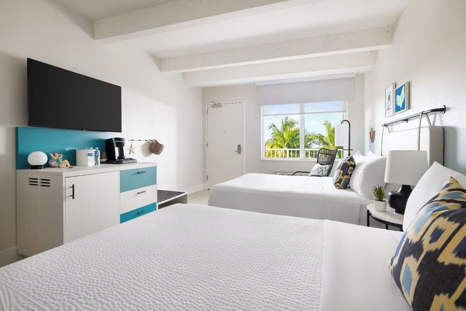 Settle in with big-screen entertainment and breezy natural light.