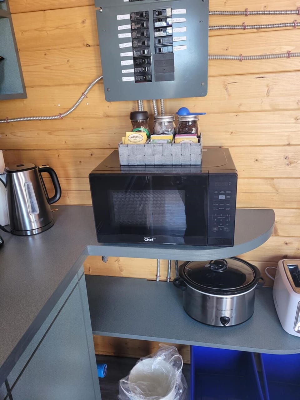 Small microwave, slow cooker, toaster available