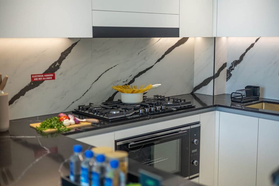 With ample workspace, this kitchen is perfect for extended stays.
