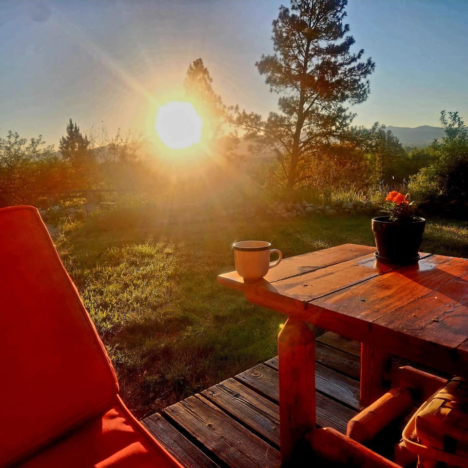 This is the way to start a morning. Coffee and a sunrise from your private deck.