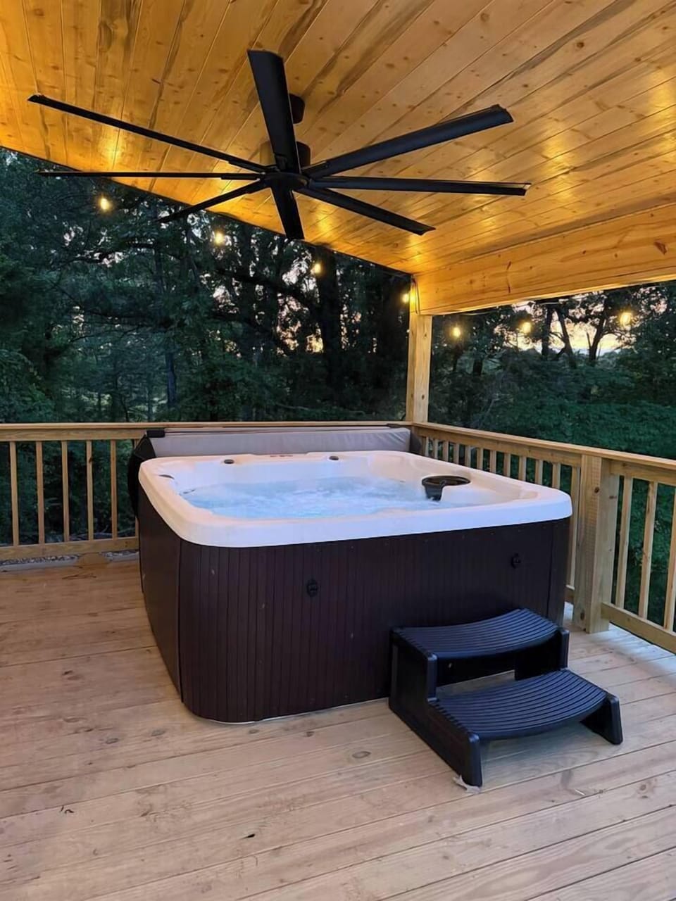 covered hot tub