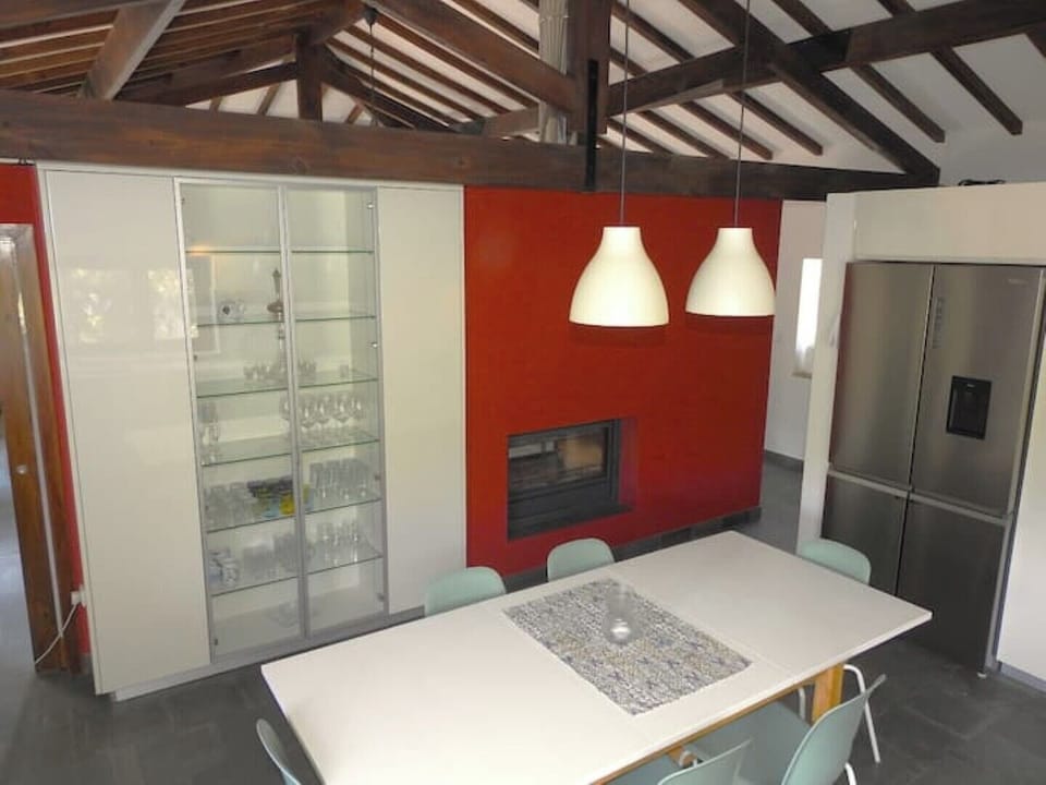 Kitchen with fireplace