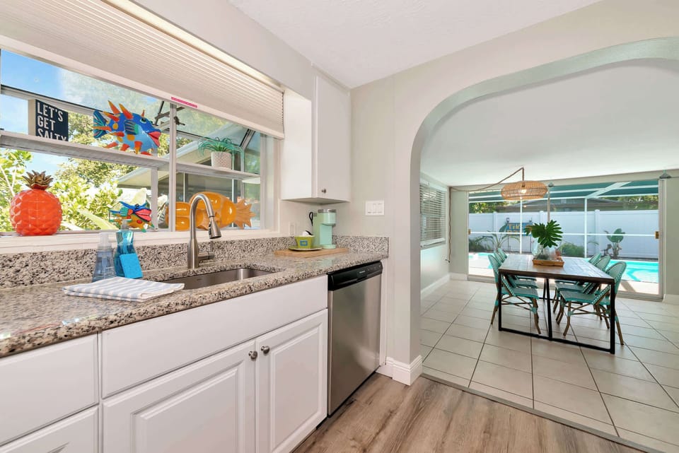 Bright, fully equipped kitchen with a seamless flow to the dining area