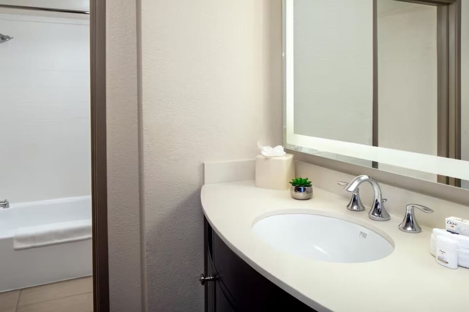 Start the day feeling refreshed with a clean, modern sink area.