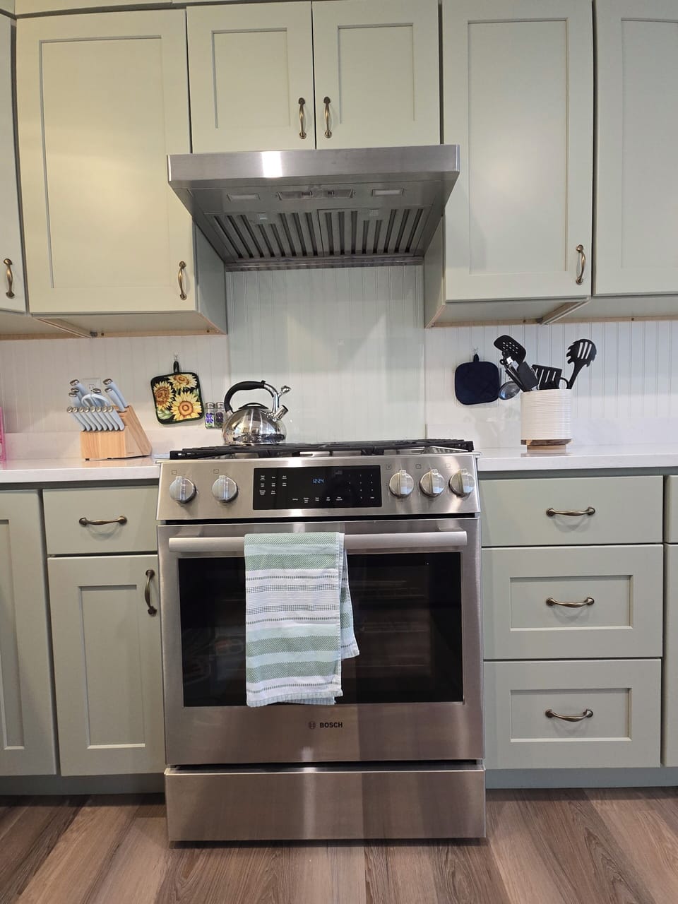 Gas stove and oven. 