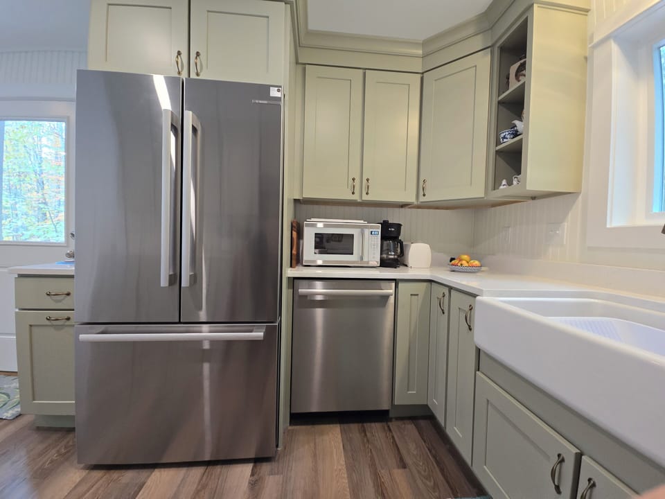 Our large microwave and Mr. Coffee coffee maker. 