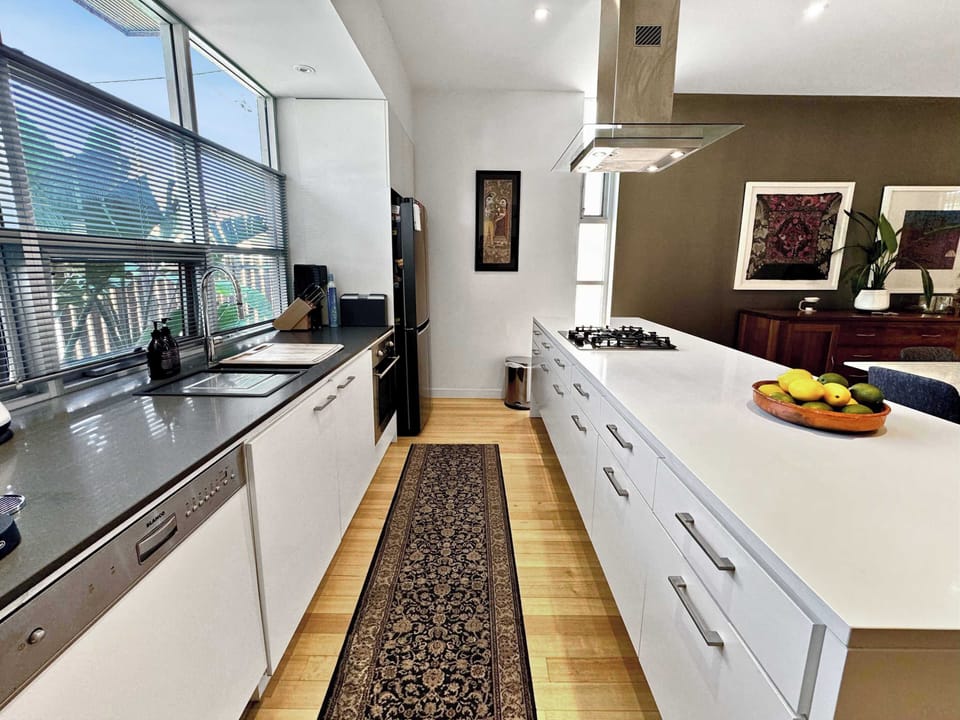 Kitchen comes with Smeg appliances.