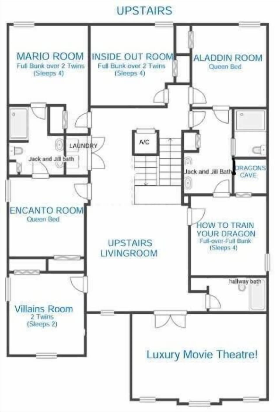 TPVH Properties have well thought out room configurations, allowing for families to sleep close by, while offering everyone a bit of privacy!