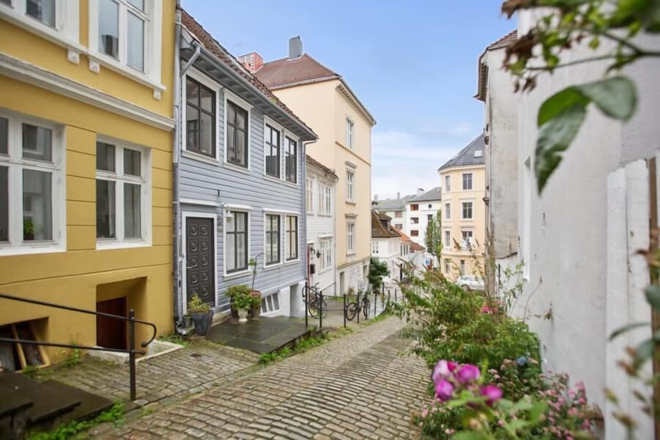 Charming cobblestone alleyway with cozy historic houses
