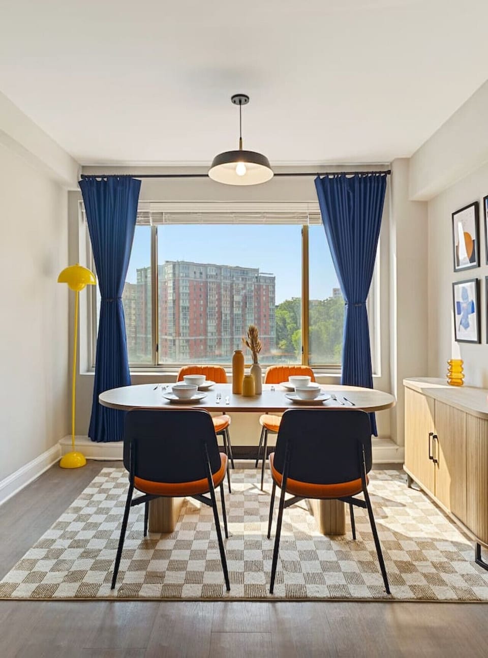 Modern dining space with a cozy ambiance—perfect for intimate dinners or casual gatherings.