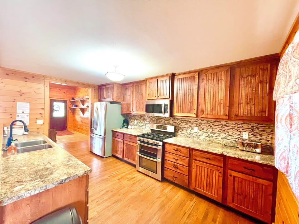Kitchen with view to backyard 
