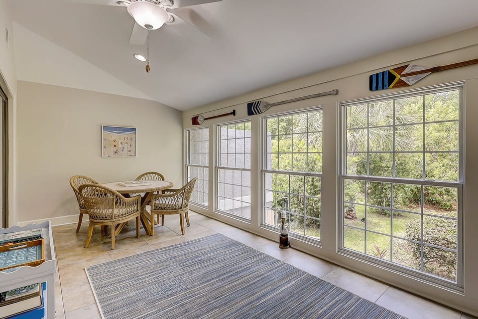 An additional living area with outdoor views