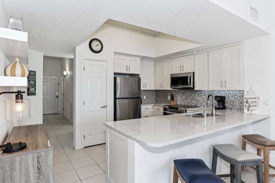 Bar seating for 3 in the updated kitchen