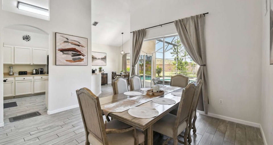 Stylish indoor dining area for 6