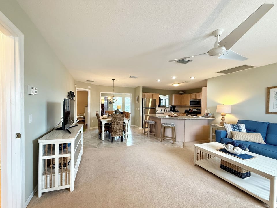 An open floor plan, allowing for a spacious and connected feel.
