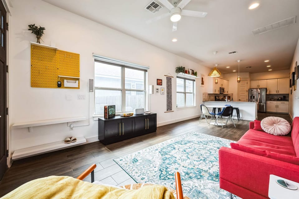 Living area with ample seating and Smart TV