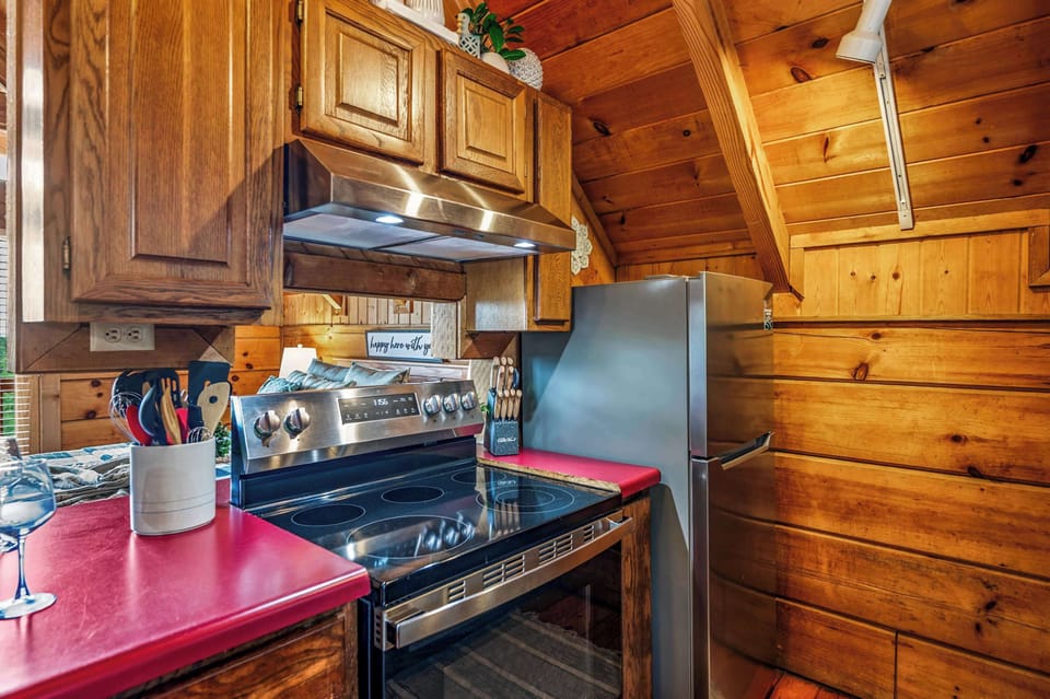 Our kitchen has everything you need to cook, relax, and feel right at home in the Smokies!