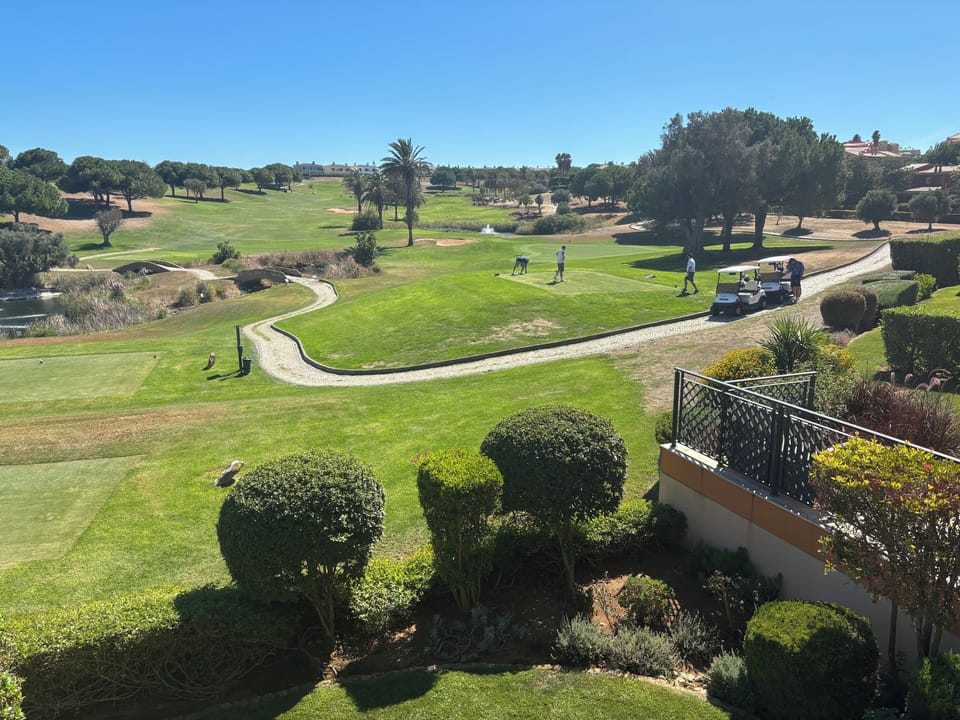 Watch the golfers from the balcony