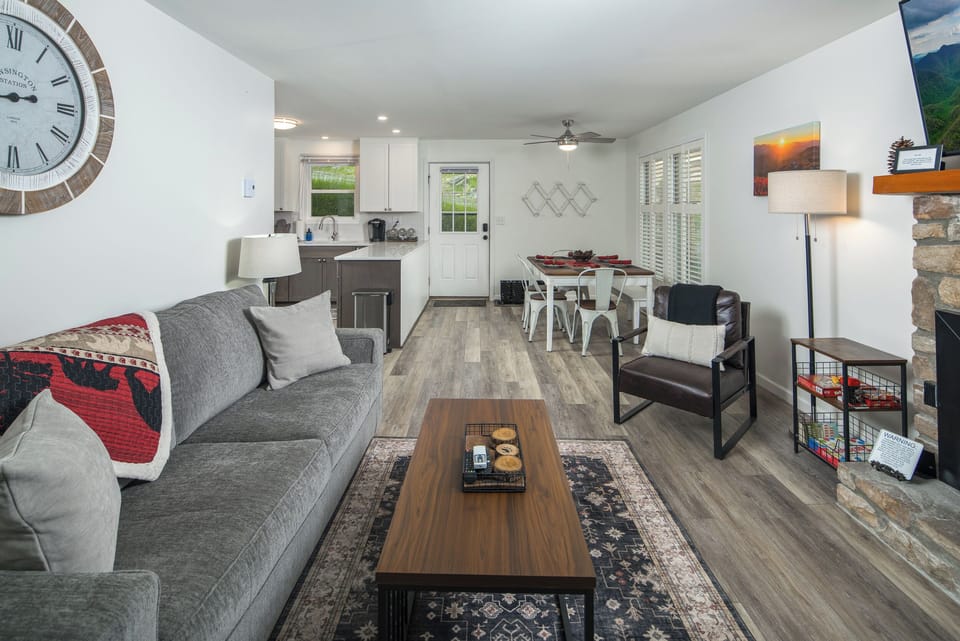 Cozy living room with gas fireplace