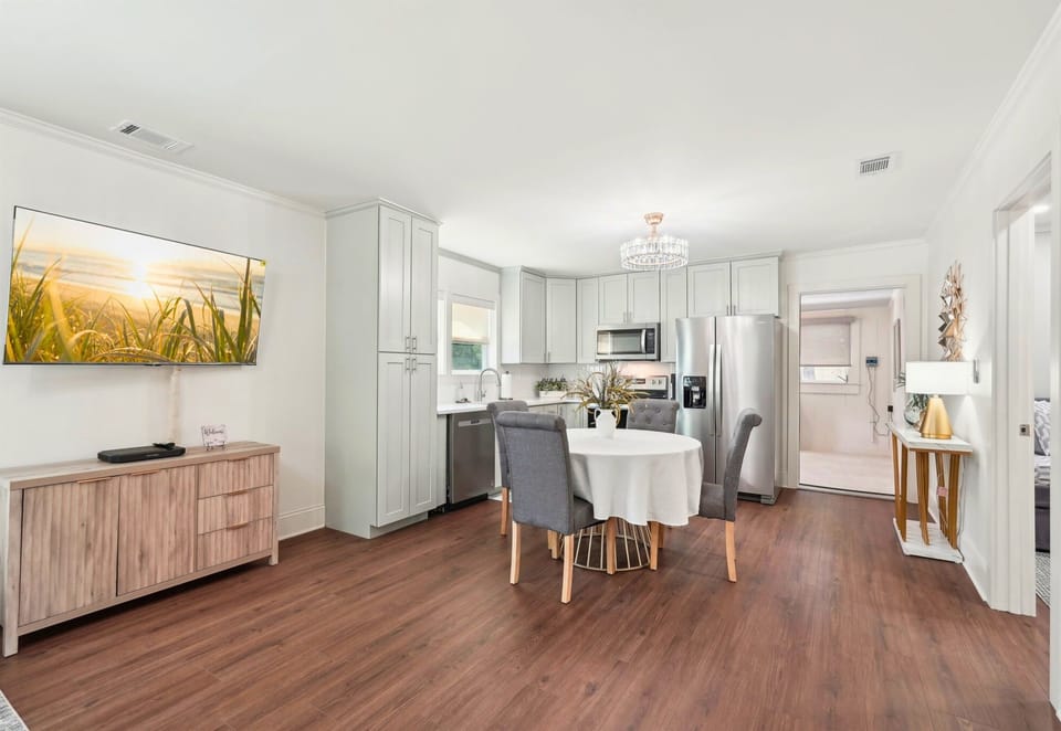 An open-concept layout that keeps the conversation going from kitchen to dining to living.