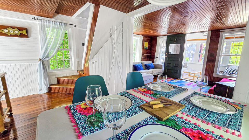 Dining area with living room beyond