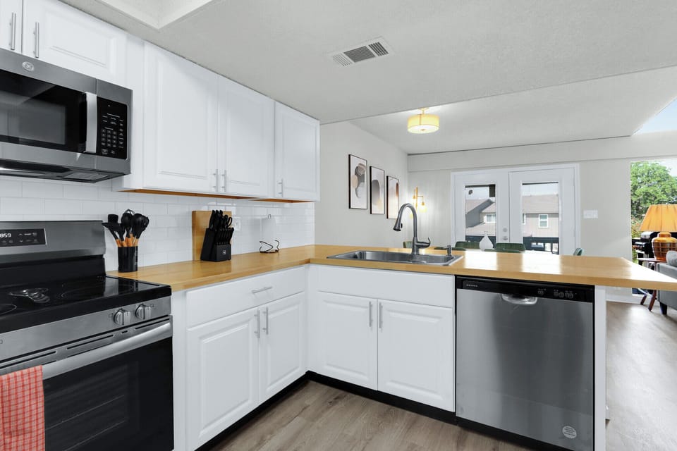 The kitchen is open to the other living areas